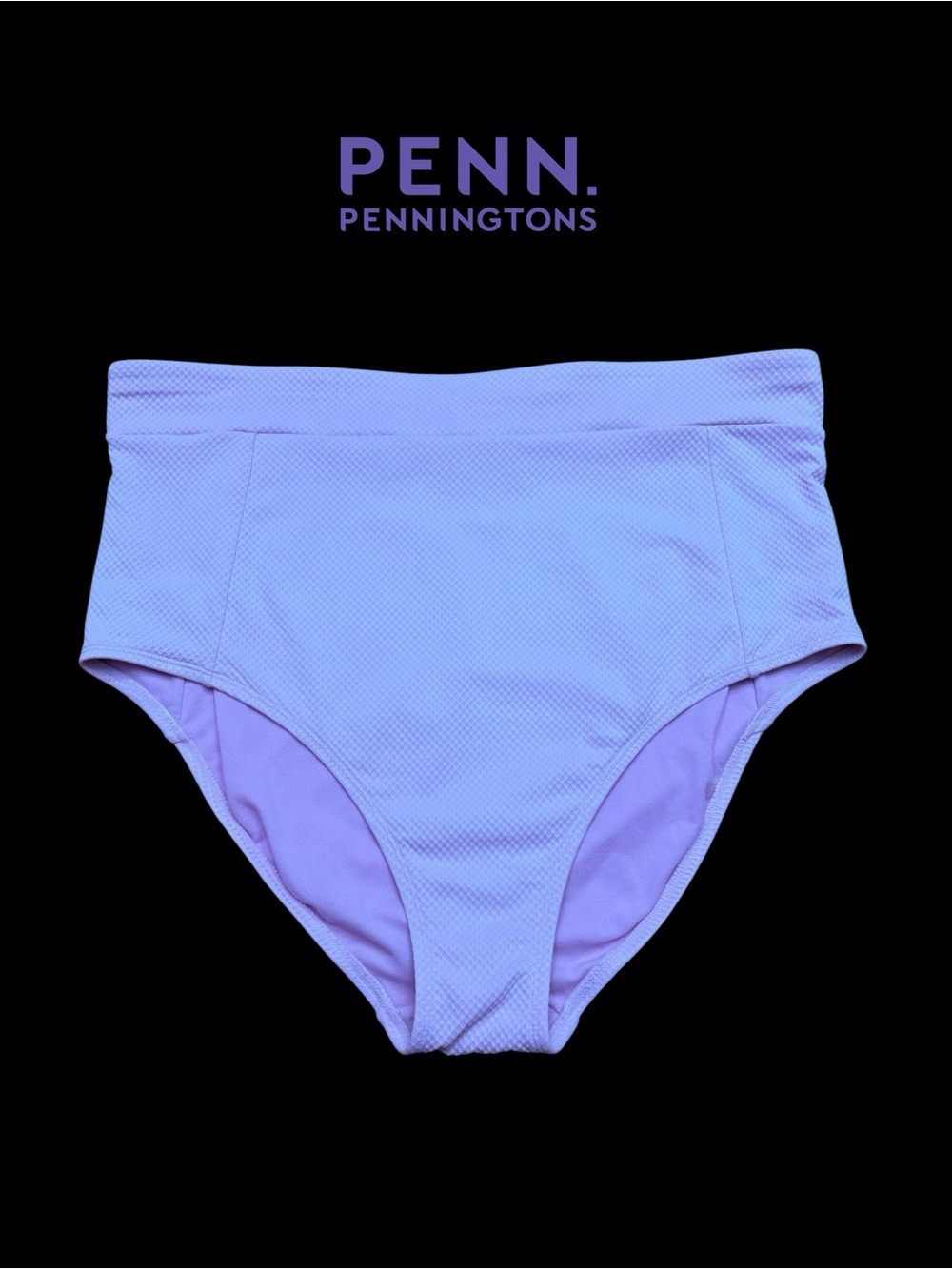 NEW, Penningtons, Textured High Waist Bikini Bottom, 1X Plus Size, Lilac ☀️